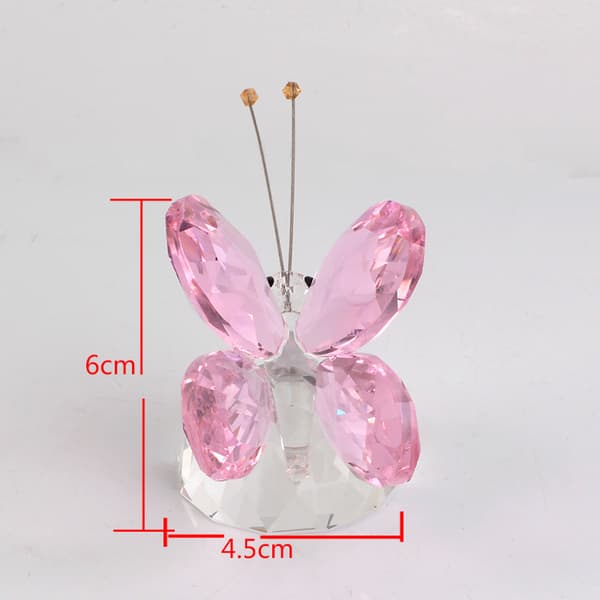 Rosa krystall flygende sommerfugl krystallkule base figur samling
