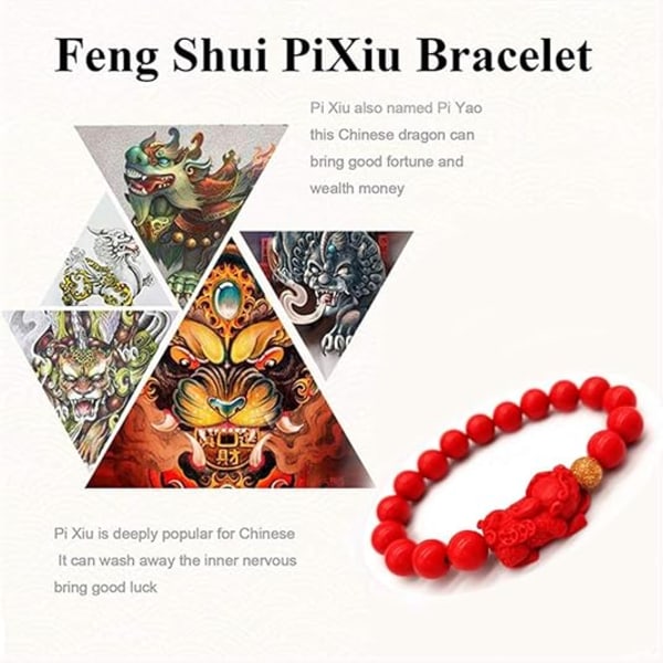 Feng Shui Amulet Armbånd Velstand Rød Perle Armbånd Med Penda