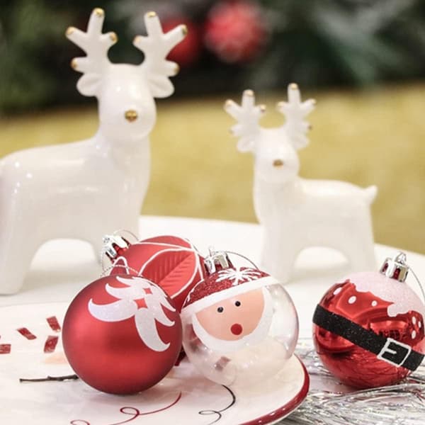 9 handmålade julkulor med julelement - Hängande