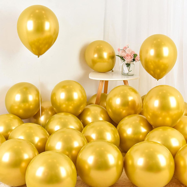 Guld Ballon 100PCS 10 Tommer Metal Guld Balloner Latex Guld Bal