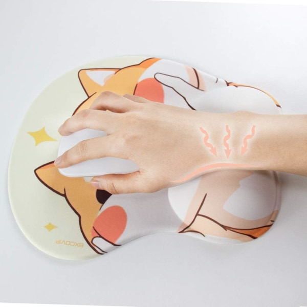 Ergonomisk 3D tegneseriemusematte med Gel-håndleddsstøtte og Dog Paddin