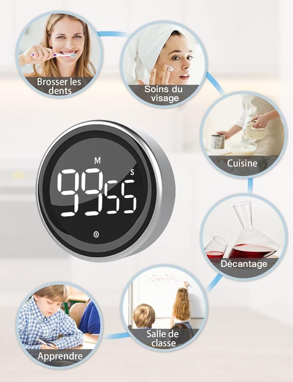 Kjøkken Timer Digital Timer med Stoppeklokke og Nedtellingsfunksjon