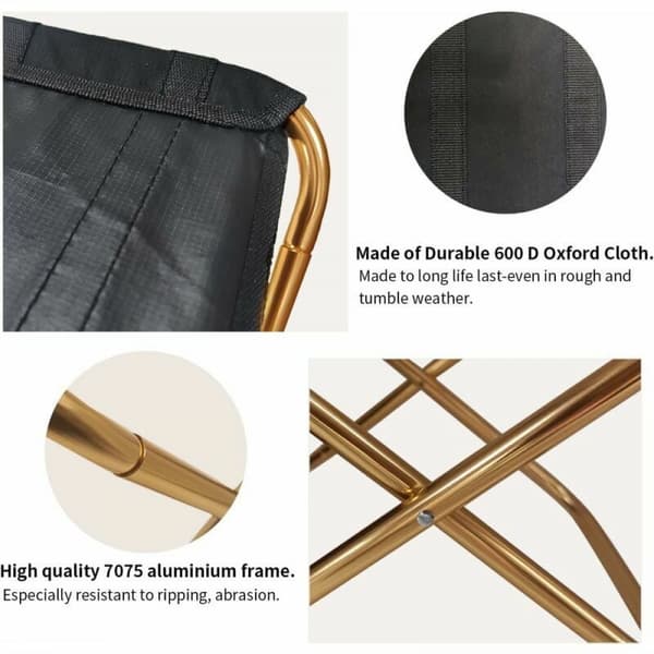 28*24*22cm Mini Bærbar Foldbar Stol Guld med Pose, Ultralet Com