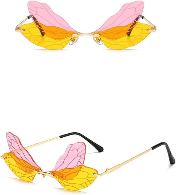 Dragonfly Wing Shape Solbriller for Kvinner/Menn Rammeløse Uregelmessige