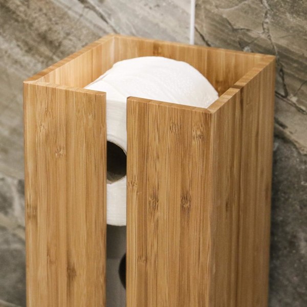 Bambus Toiletpapirholder - Fritstående Toiletpapir Enhed - Til