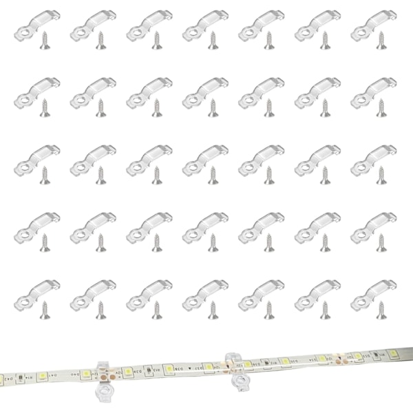 100 stk. fastgørelsesklips til LED-strimler, connector LED fastgørelsesklips lys