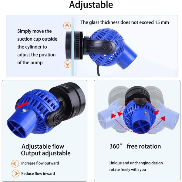 Bølgestrømpumpe 4000L/H 6Watt Bølgestrømpumpe Bryggepumpe for Akvarium 60~8