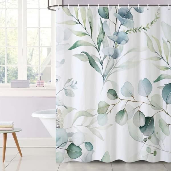 180x180cm Eucalyptus Bruseforhæng, Hvid Blomster Grønne Blade