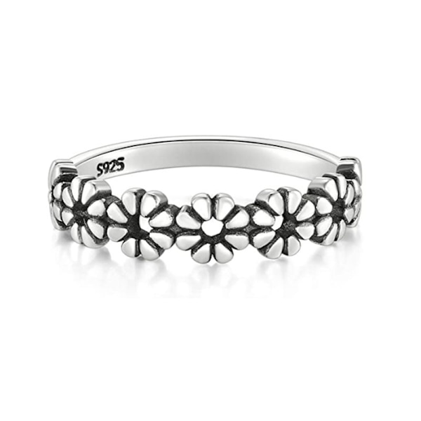 925 Sterling Silver Ring, Daisy Flower Hawaiian High Polish Tarni