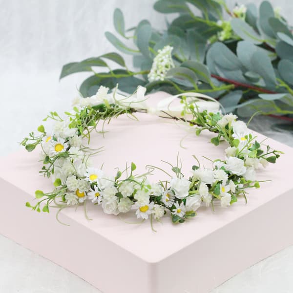 Boho hårblomst krans kunstig blomsterkrans brudekrans til