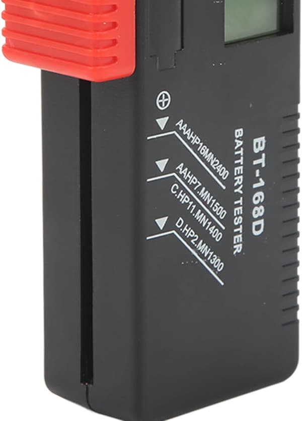 Digital batteritester, universal batteritester, egnet til AA, AAA, C, D, PP3, 9V, 1,5V batterier