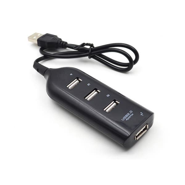 USB 2.0 Hub med 4 porter, svart