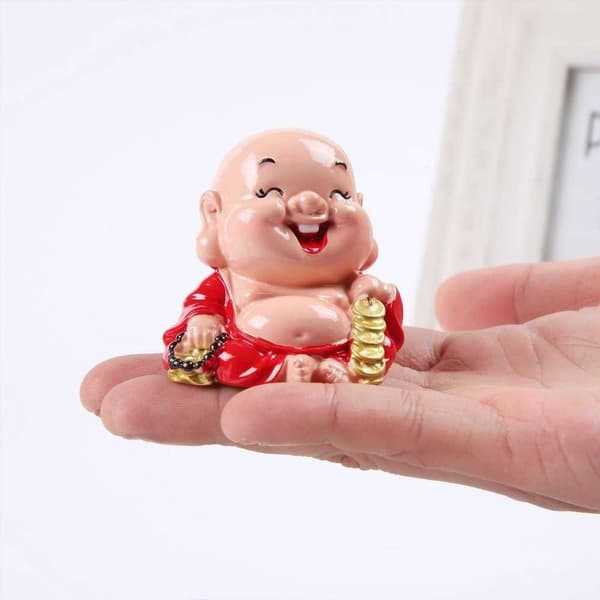 2 sæt af leende Buddha rige kunst håndværk søde bil dekoration acc