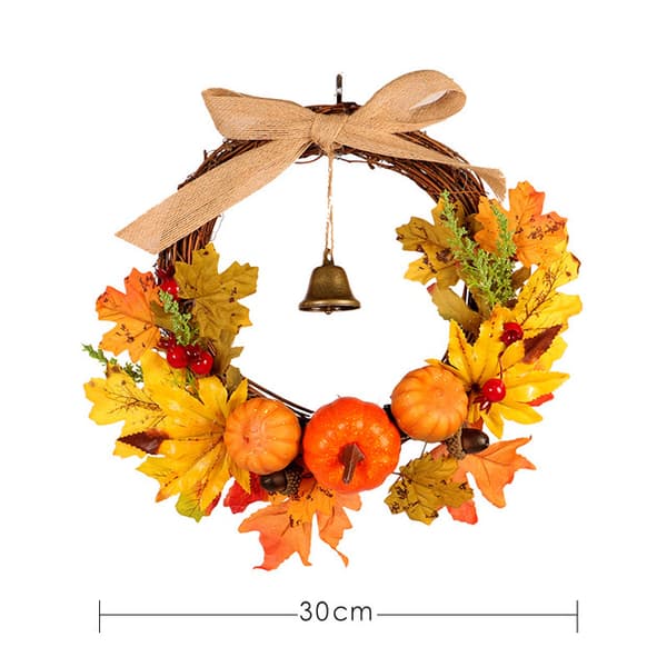 Retro Halloween Kunstig Krans Lønneblader Gresskar Blomst Wit