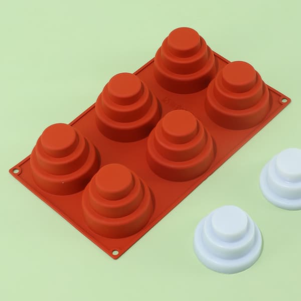 6 Hul Mini 3 Lags Kage Silikoneform - Lagkageform DIY Rou
