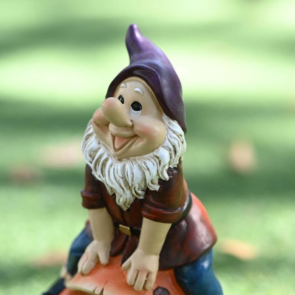 Morsom hagegnom-statue, 7,5 tommers figurer utendørs gnome-statue