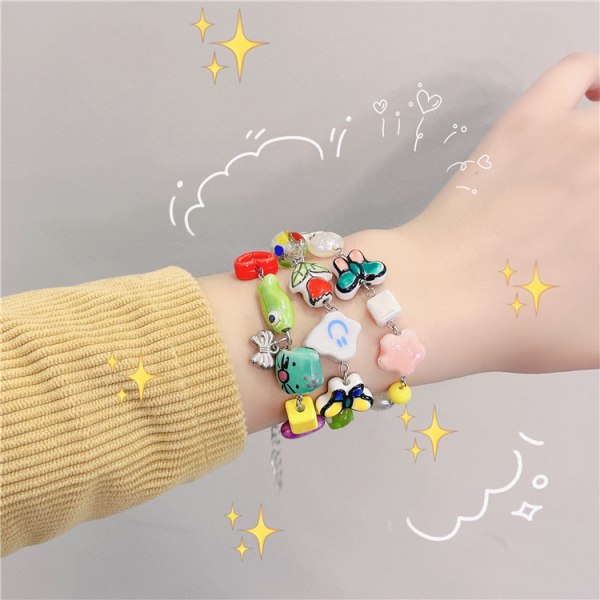 8 stk. Sommerfarvede blomsterarmbånd Indie Håndlavet Flow