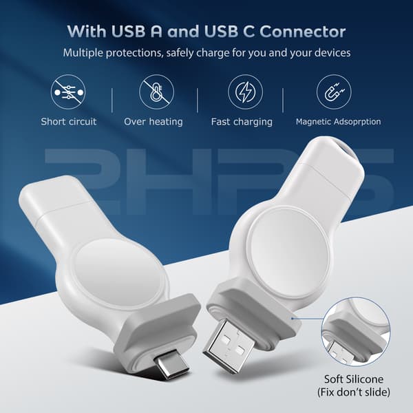 Apple Watch USB magnetisk ladeadapter, USB A/Type C 2-i-1 Con