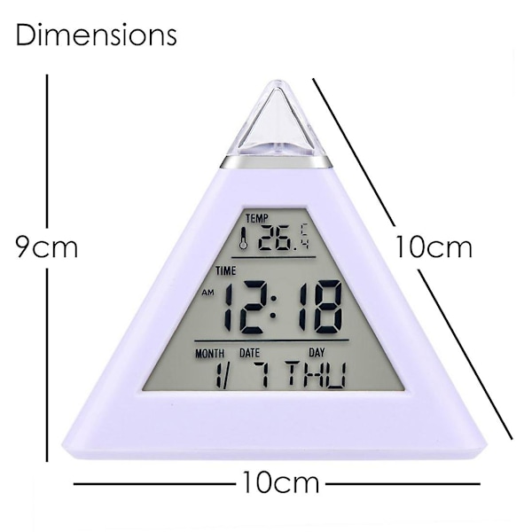 7 LED Pyramid Färgförändrande Digital Väckarklocka