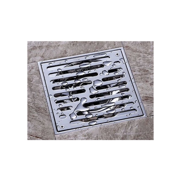 150x150mm Gulvrist i rustfritt stål, firkantet, anti-lukt, baderom