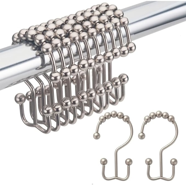 Duschdraperi Ring, Rostfri Metall Dubbel Duschkrok, För Curt