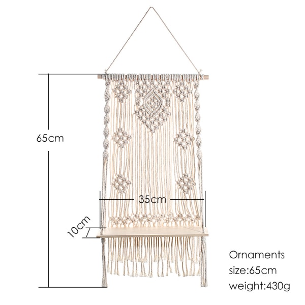 Porcio-stil håndlavet træblonde vægophæng reb rack gobelin