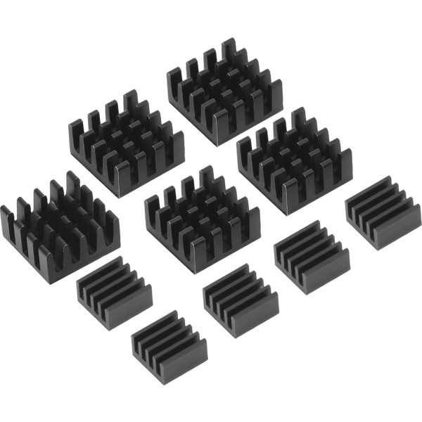 Svart aluminium kjøleribbe radiatorsett for Raspberry Pi 3, Pi 2, Pi