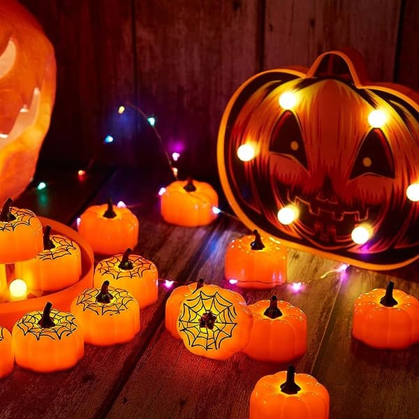 Flimrande pumpa-telampor 12-pack Flimrande LED-pumpa-ljus