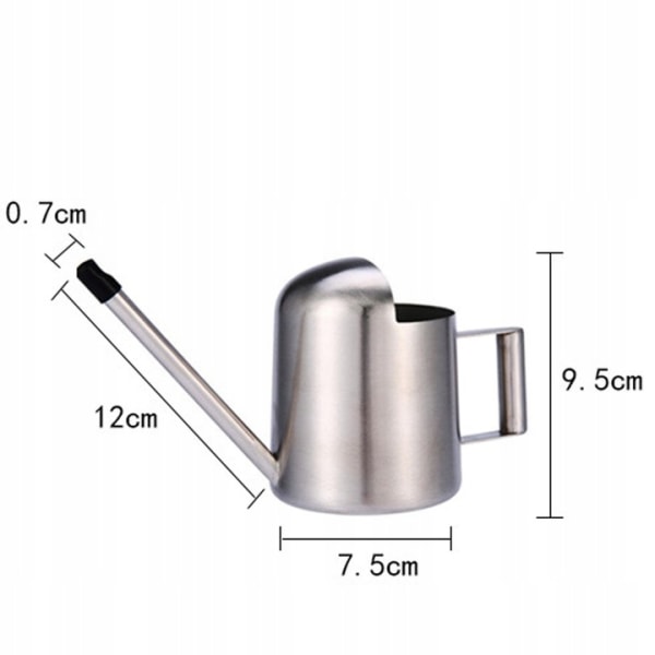 Ruostumattomasta teräksestä valmistettu kastelukannu, kastelukannu kukkatarhaan, kastelukannu kasveille, 300 ml, hopea