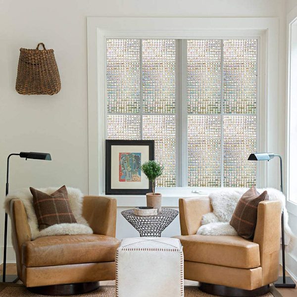 Stained Glass Privacy Window Film, Mosaic Pattern Static Cling De