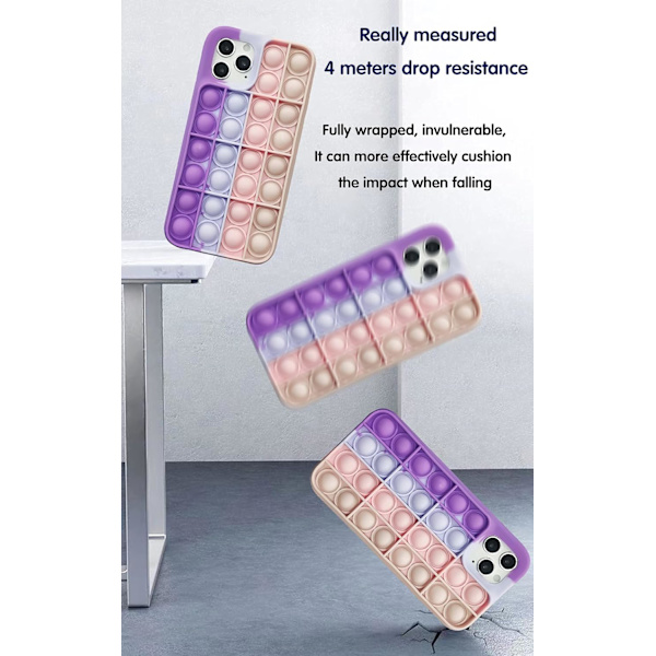 Pop It Etui til iPhone 12/12 Pro, iPhone 12/12 Pro Bobleplast Etui