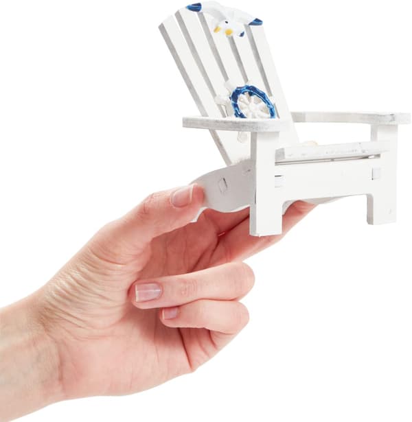 Sett med 4 mini Adirondack strandstol-pynt for kyst, Marin