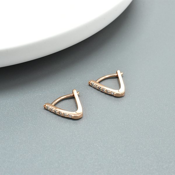 14K gullbelagt sterling sølv post V-formede Huggie øreringer - C