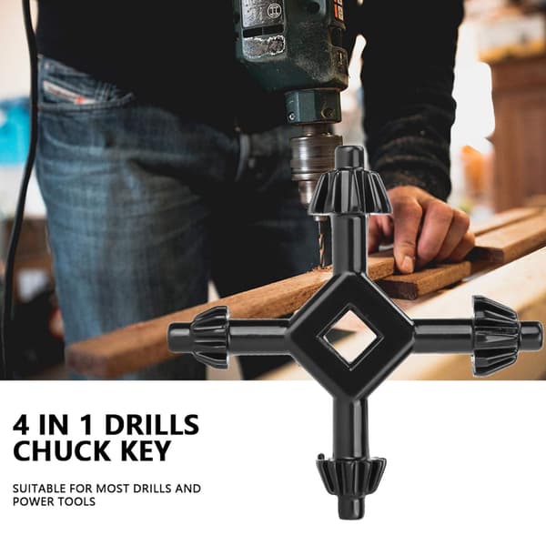 4-i-1 drill chuck nøkkel firehodet multifunksjonsnøkkel 4-veis univ