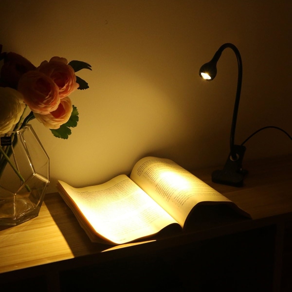 Clip-on LED-skrivebordslampe USB-læselampe Svanesenglampe med Sw