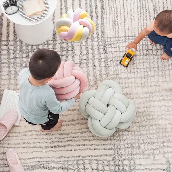 Knuten kudde 14X14 Sammet Rund Kuddar för Soffa Stol C