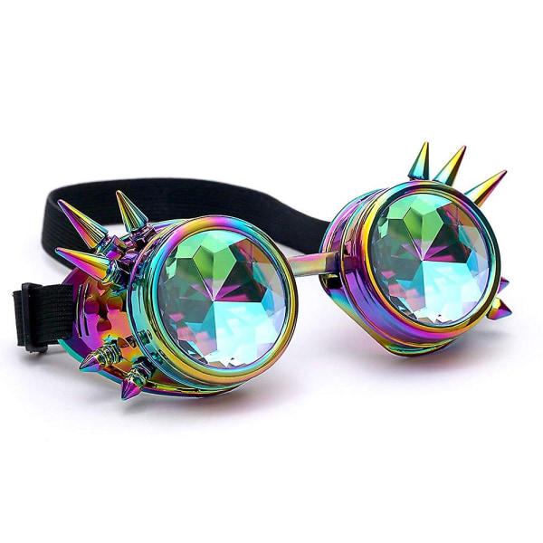 Kaleidoscope Steampunk Rave Glasses Goggles With Rainbow Crystal