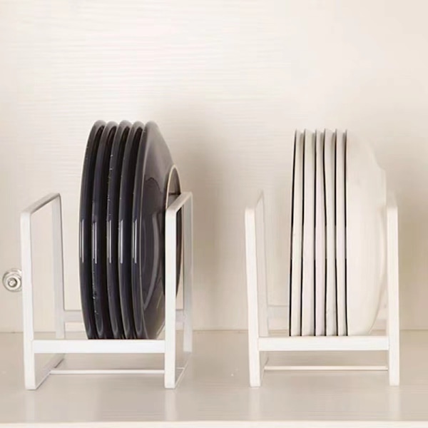Hvit(L) 2 stk Multifunksjonell Oppvaskstativ Metalltallerkenholder Loksstativ