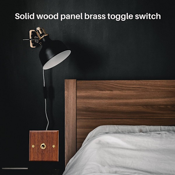 1 stk Solid Trepanel Bryter Vegglampe Retro Messing Toggle Bryter Tre