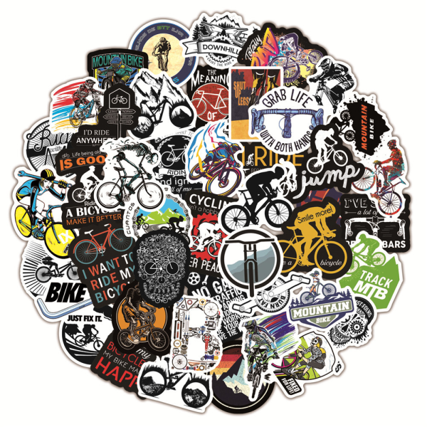 50PCS Mountain Bike Graffiti Stickers Laptop Guitar Luggage Skate