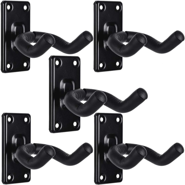 5-pack gitarrväggfästen - svarta gitarrkrokar för vägg