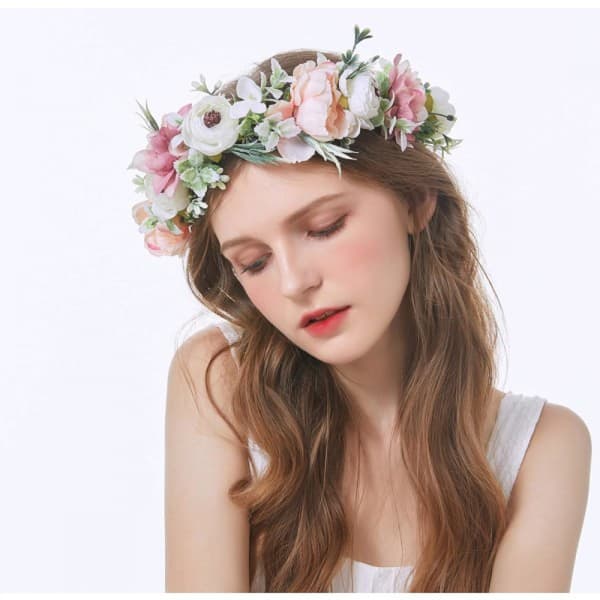 Justerbar Blomster Hodebånd Blomsterkrans Krone Hårkrans Blomster