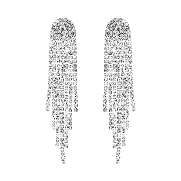 Lange dusk øredobber for kvinner, Rhinestone Statement Drop E