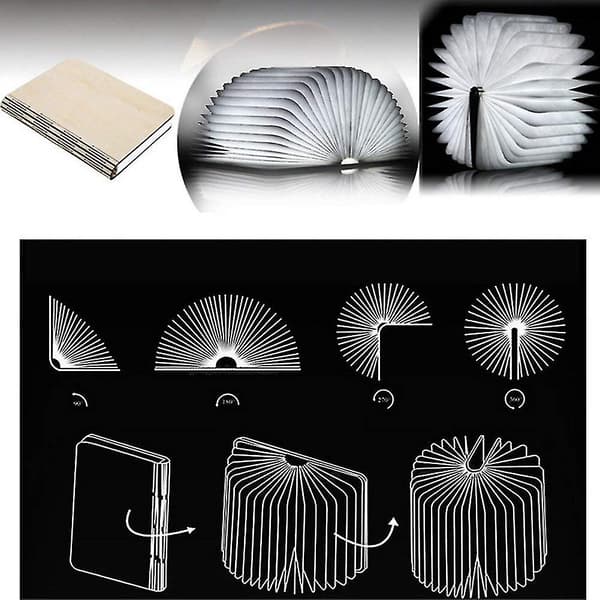 Træ Foldbar LED Natlys Bog Stil Skrivebordslampe Bordlampe Us