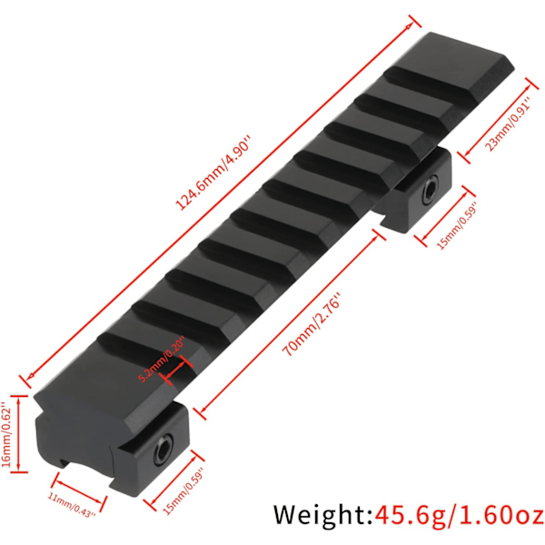 11mm til 20mm Weaver/Picatinny Skinne Monteringsbase Adapter til Airsoft Aluminium Taktisk Riffelkikkert