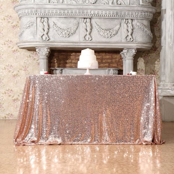 Rosegull Sequin Bryllupsduk 47 x 47 Tommers Kvadrat Polyeste