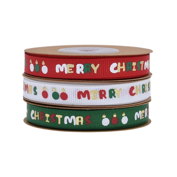 6 rullar julgrosgrainband i färgglada julmotiv