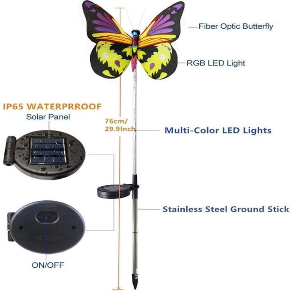 Utomhus solcellslampor för trädgård, 3-pack solcellslampor i form av fjärilar