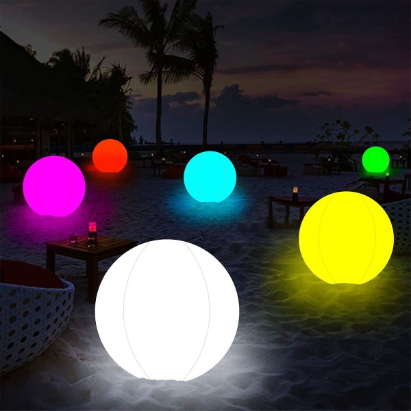 1 stk. Poollegetøj, Glow In Dark Led Strandbold Legetøj, 13/16 Farveændring