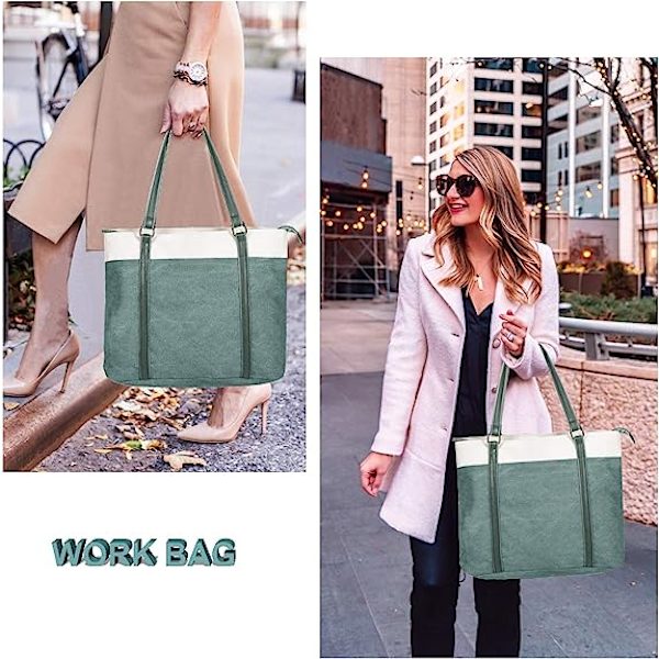 Dame Laptop Tote Arbeidslys Patchwork Canvas 15,6\" Tote Lommebok
